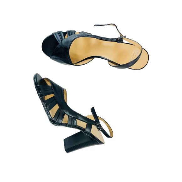 Mootsies Tootsies Strappy  Leather D,orsay Chunky Heels Black 1 EUC - Picture 4 of 9